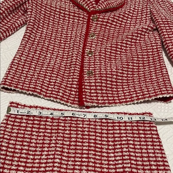 St. John couture metallic crystal gold chain trim 3 pc knit boucle Tweed - Picture 15 of 17